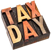 tax day word abstract - isolated text in vintage letterpress wood type