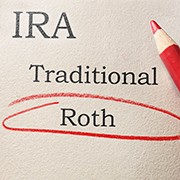 Red circle and pencil with IRA choices