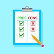 Pros and cons tablet with pencil. Vector illustration